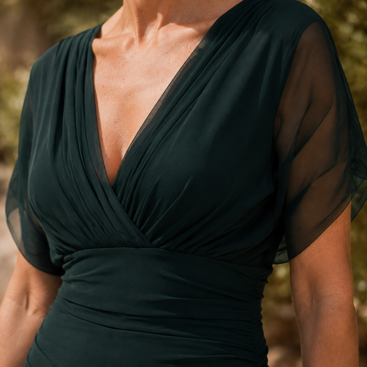 Vera-Rae Draped Maxi Dress - Flutter Sleeve Women's Dress