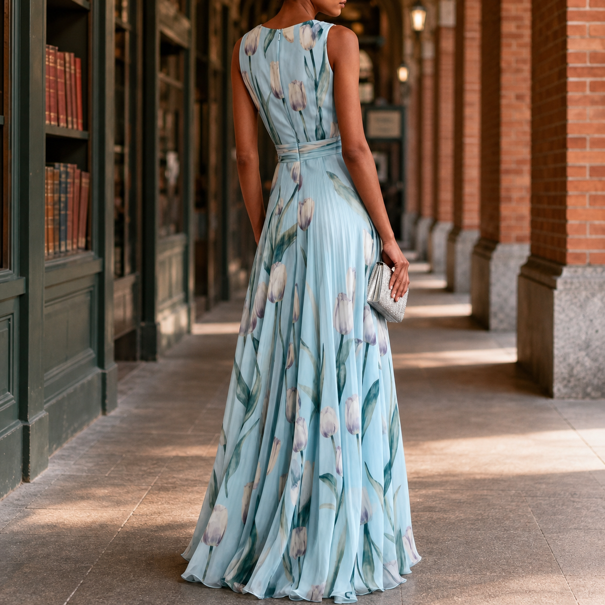 Annabel-Lane Deep V Dress - Women's Floral Maxi Dress