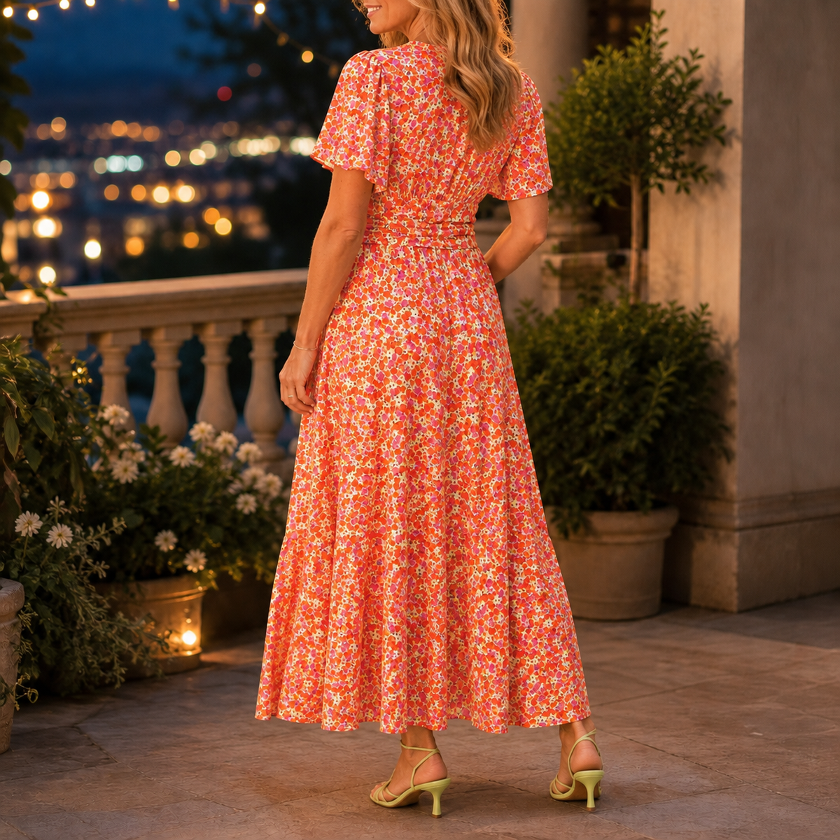 Xenia-Mae Floral Maxi Dress - Wrap V-Neck Women's Dress