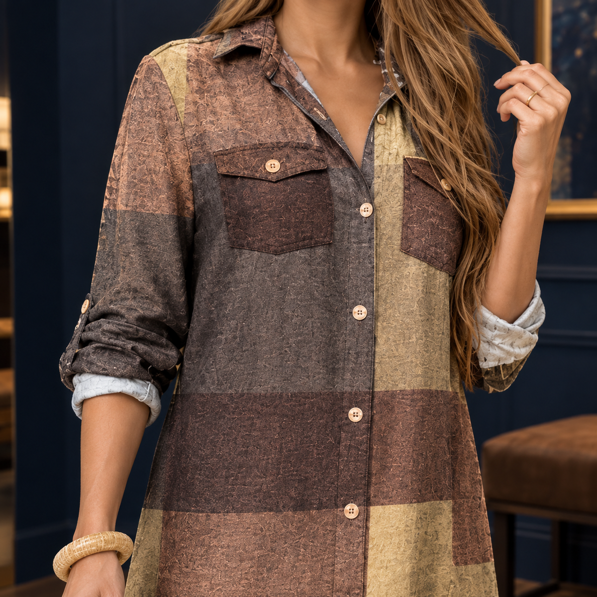 Dahlia-Rae Maxi Shirt Dress - Women's Button Front Dress