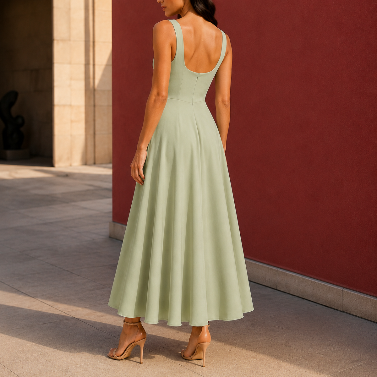 Winona-Rae Square Neck Dress - Women's Flared Dress