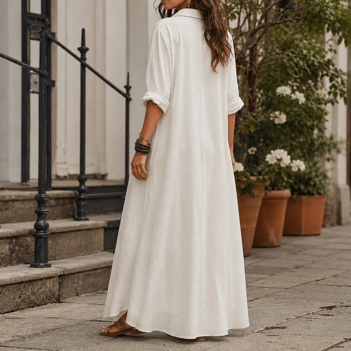 Marcella Maxi Shirt Dress - Women's Cotton Shirt Dress