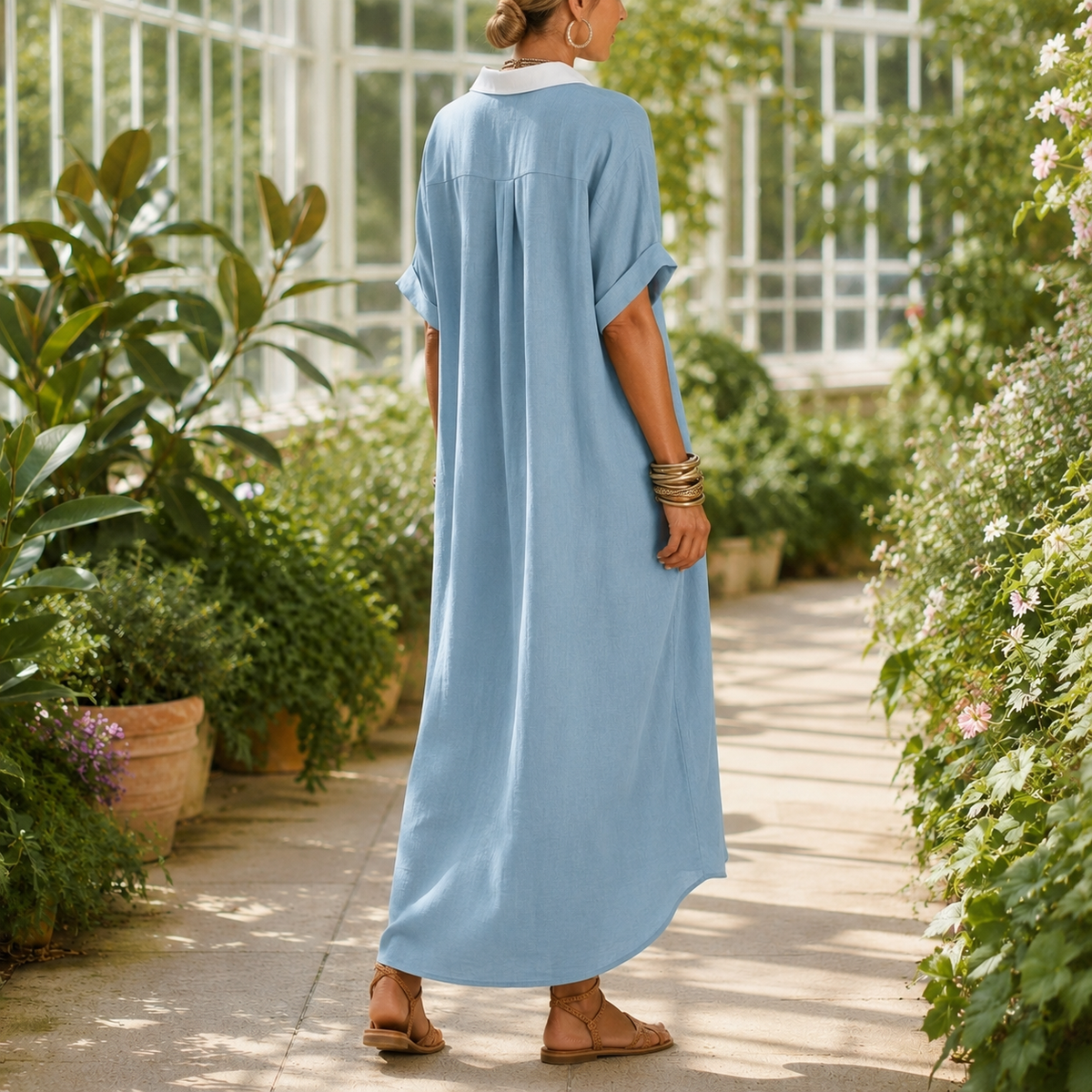 Bianca-Louise Contrast Maxi Dress - Women's Shirt Dress