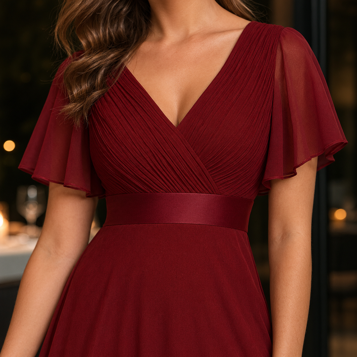 Nadine-Jade Flutter Sleeve Dress - Women's Maxi Dress