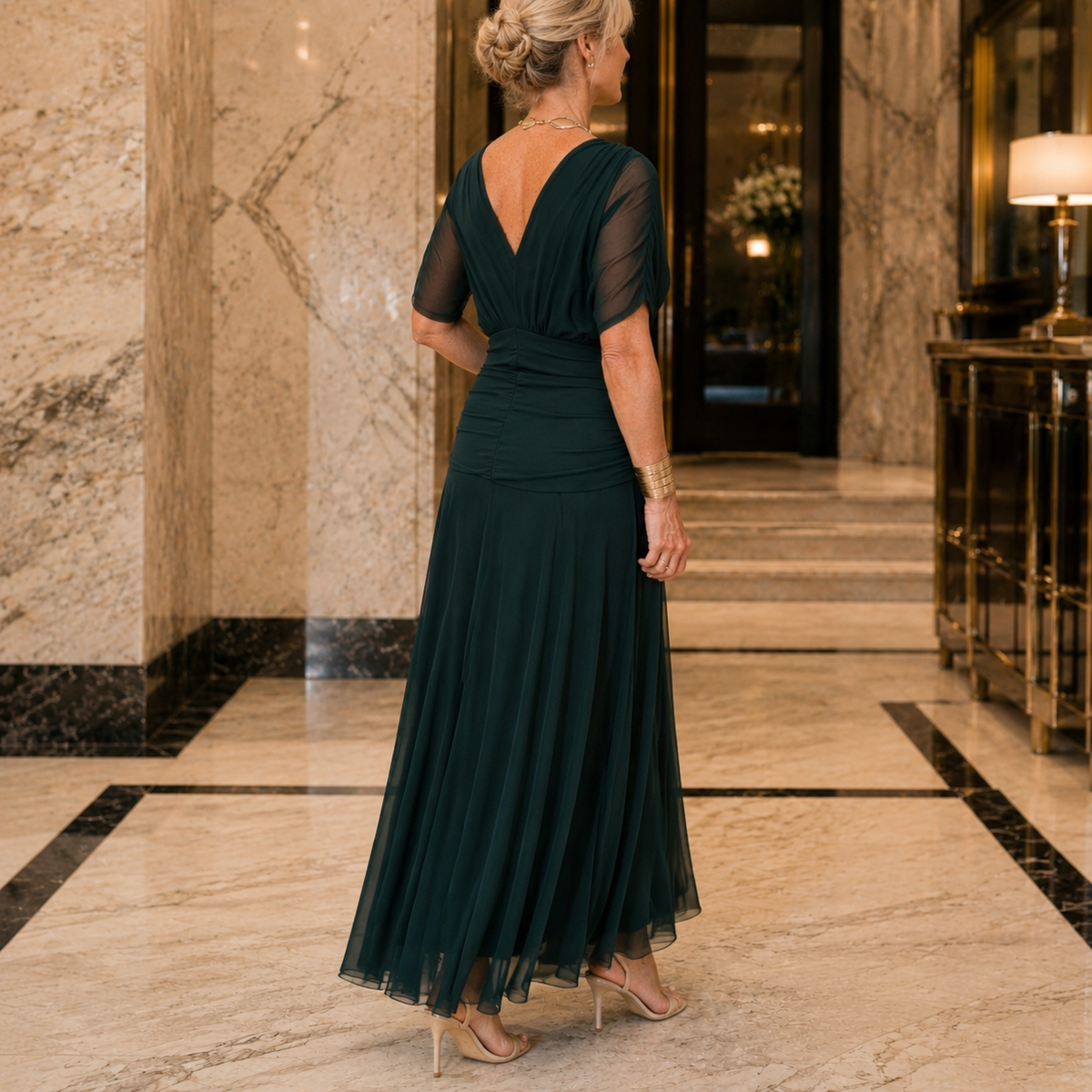 Serena-Pearl Draped Maxi Dress - Women's Occasion Dress
