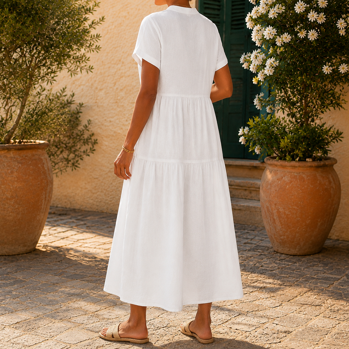 Isabella-Jane Tiered Maxi Dress - Women's Linen Dress
