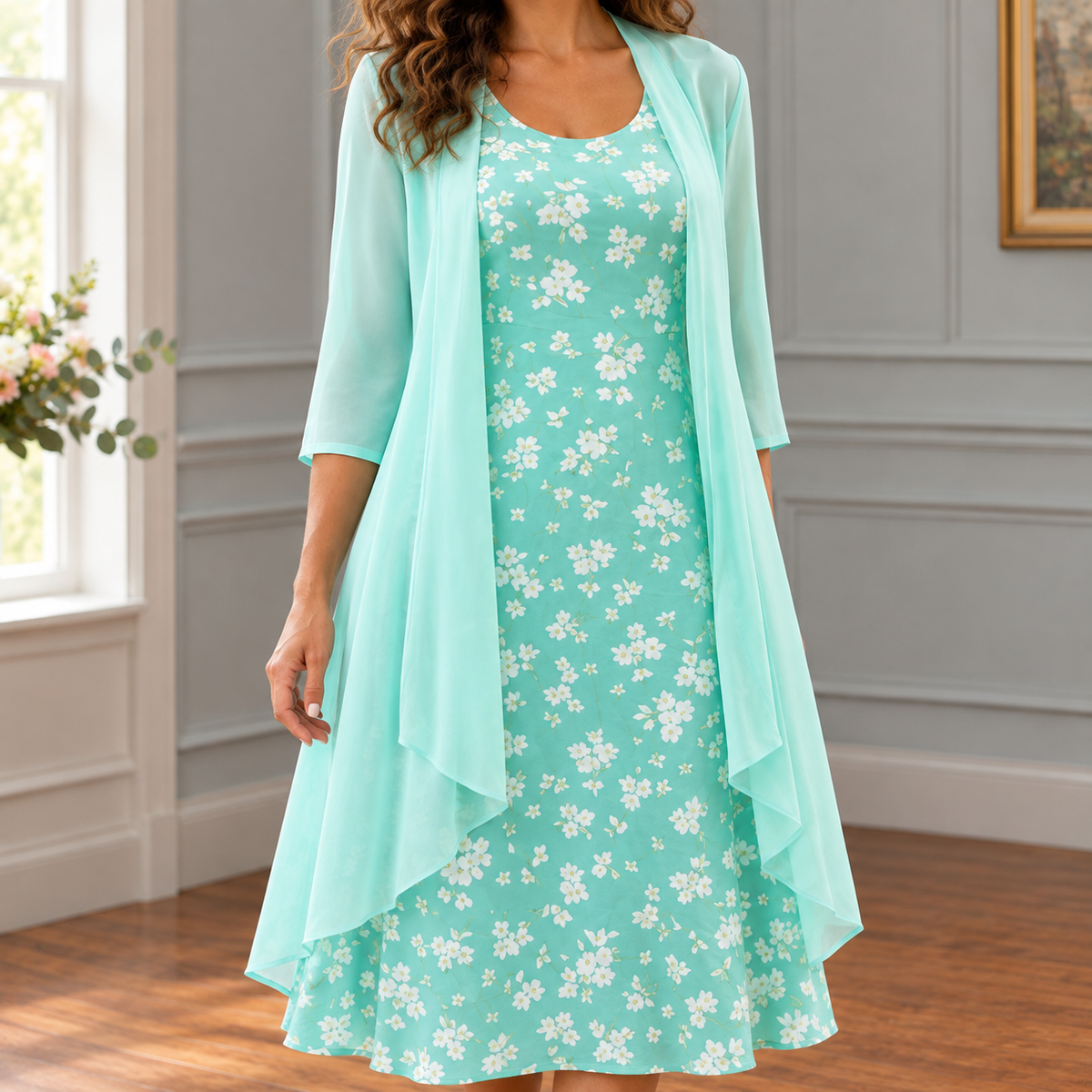 Helena-Rose Floral Dress Set - Women's Two Piece Midi Set