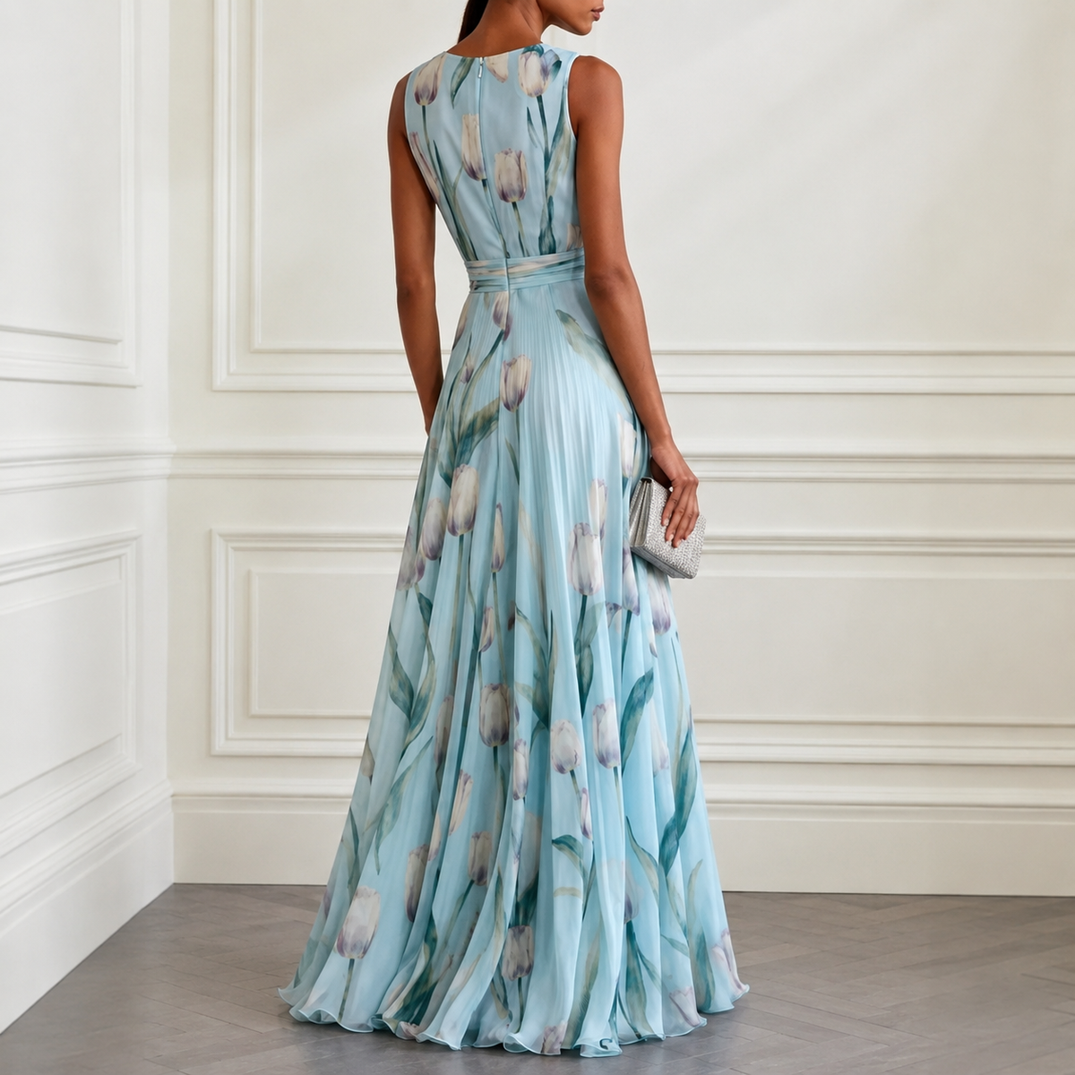 Annabel-Lane Plunge Maxi Dress - Women's Print Dress