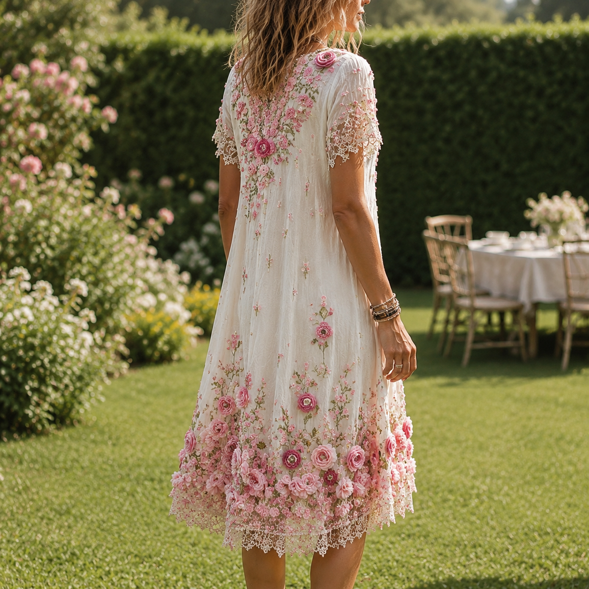 Vivienne Floral Dress - Women's Embroidered A-Line Dress