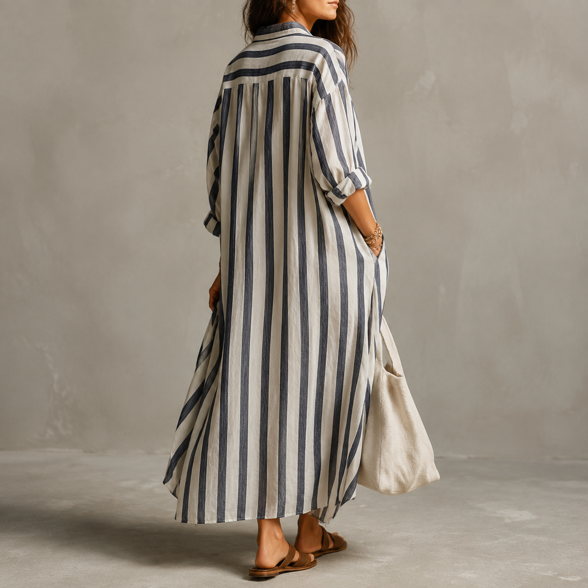 Adele Striped Shirt Dress - Women's Linen Blend Dress