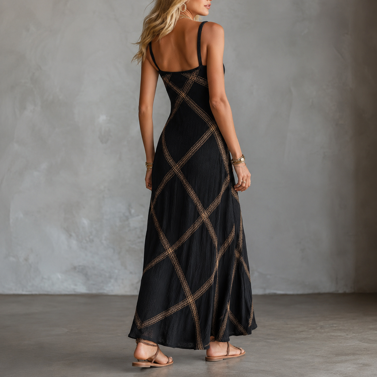 Carmen-Mae Geometric Maxi Dress - Women's Strappy Dress