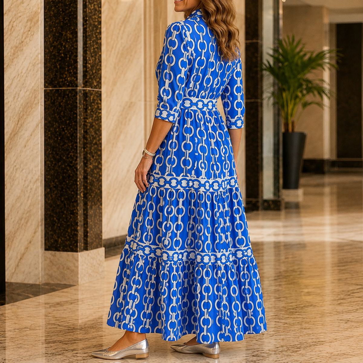 Bianca Tiered Maxi Dress - Collared Women's Maxi Dress