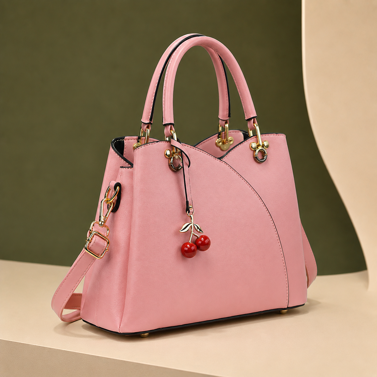 Vinci Cherry Handbag - Leather Look Women's Top Handle Bag