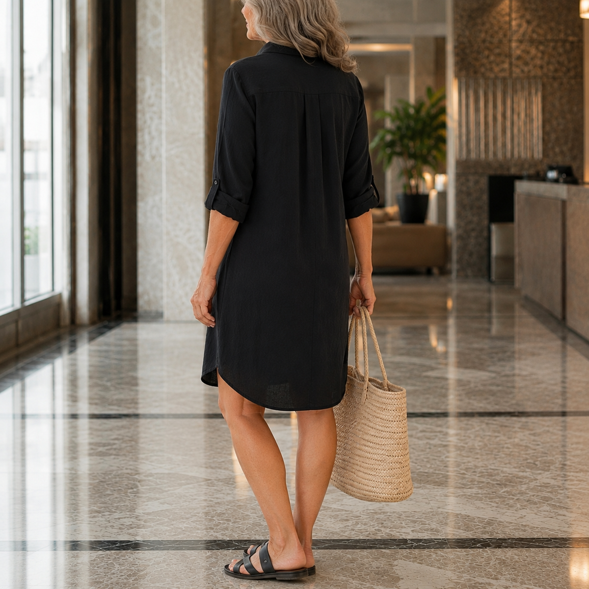 Gabriella Buttoned Shirt Dress - Women's Short Dress