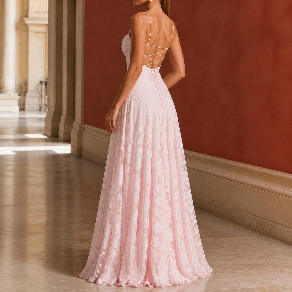 Celeste-Kate Cowl Maxi Dress - Women's Lace-Up Back Gown