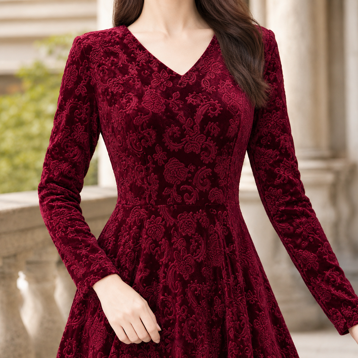 Juliet-June Embossed Maxi Dress - Women's A-Line Dress
