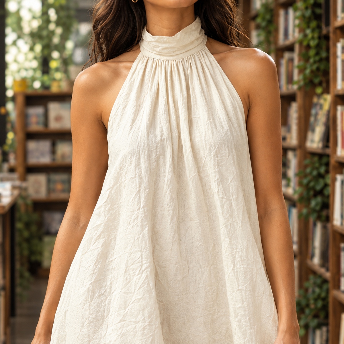 Ascelin-Rae Halter Maxi Dress - Women's Sleeveless Dress