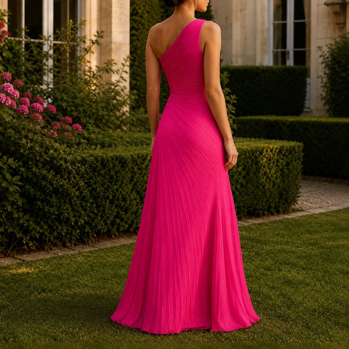 Leonie-Mae One-Shoulder Dress - Pleated Women's Maxi