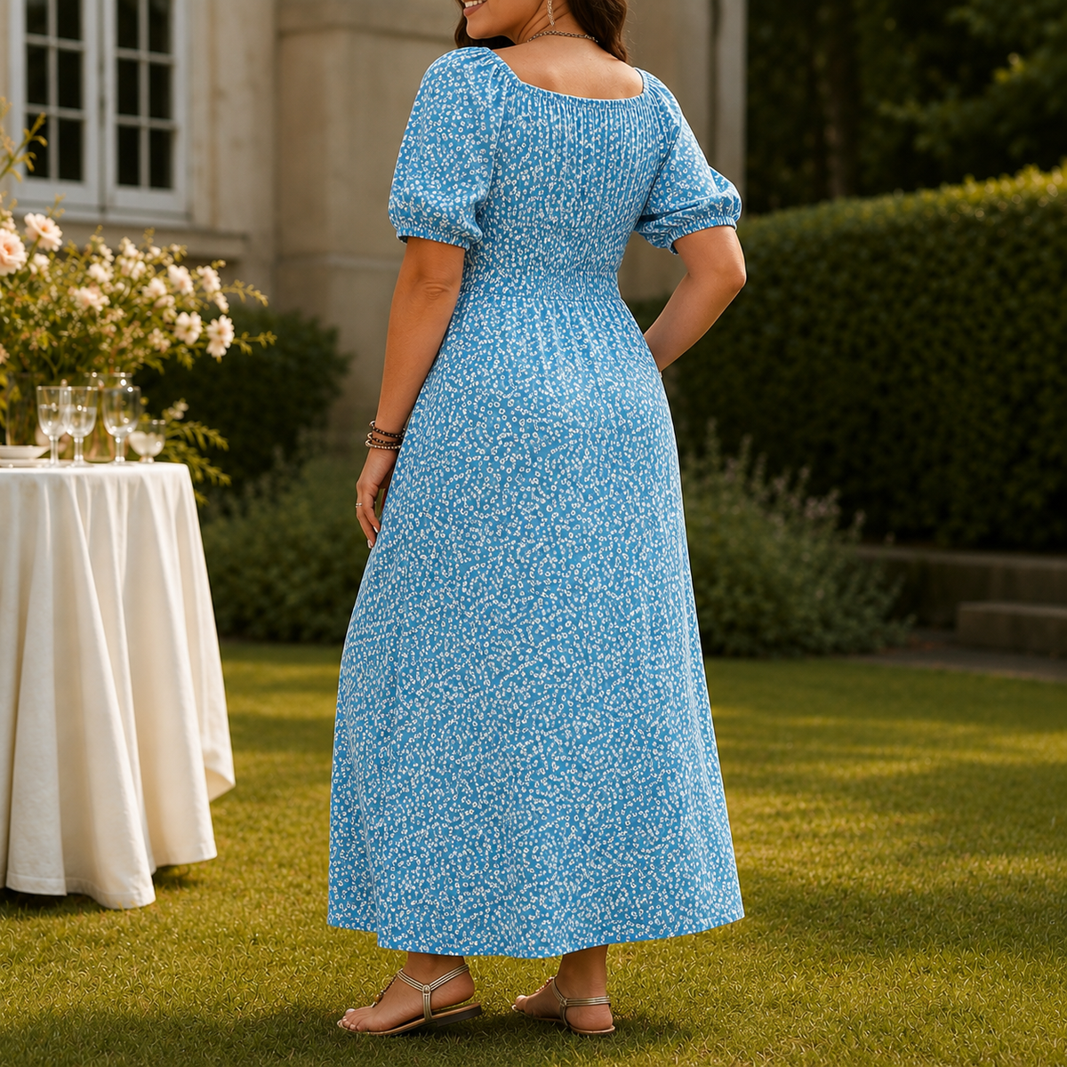 Amalia Floral Maxi Dress - Puff Sleeve Women's Dress