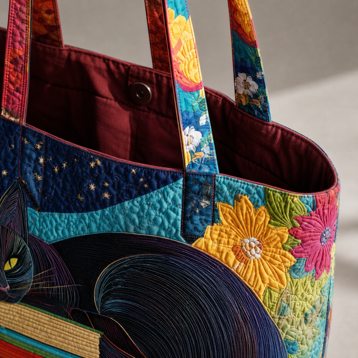 Argentieri Quilted Tote - Cat Motif Women's Shoulder Bag