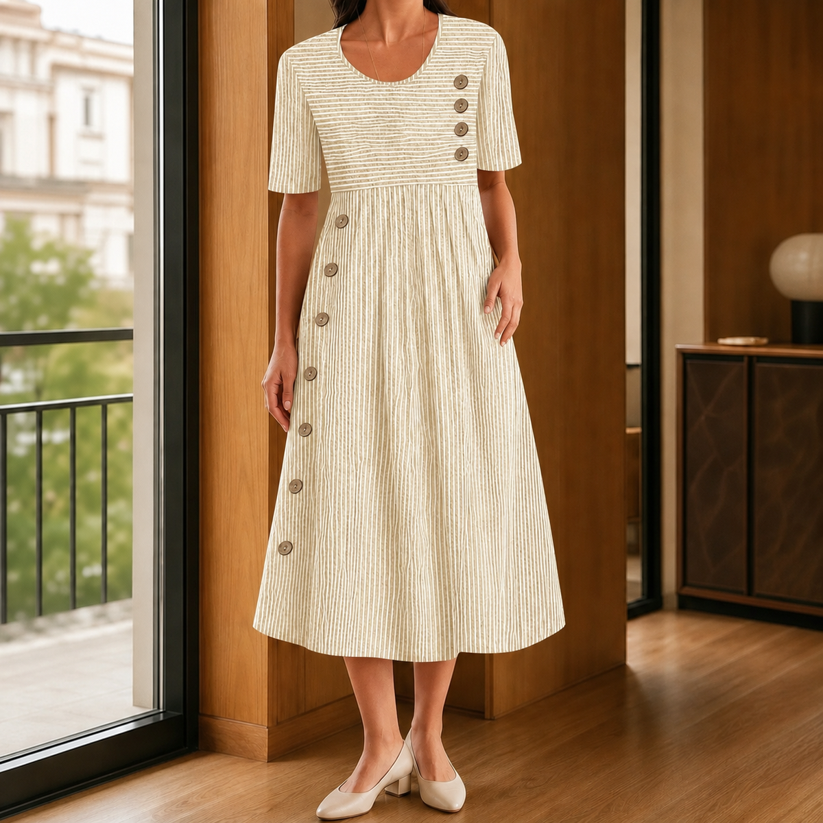 Tatiana-Louise Striped Midi Dress - Women's A-Line Dress