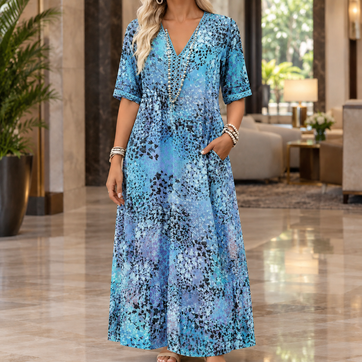 Leonie-Hope Relaxed Midi Dress - Women's Print Dress