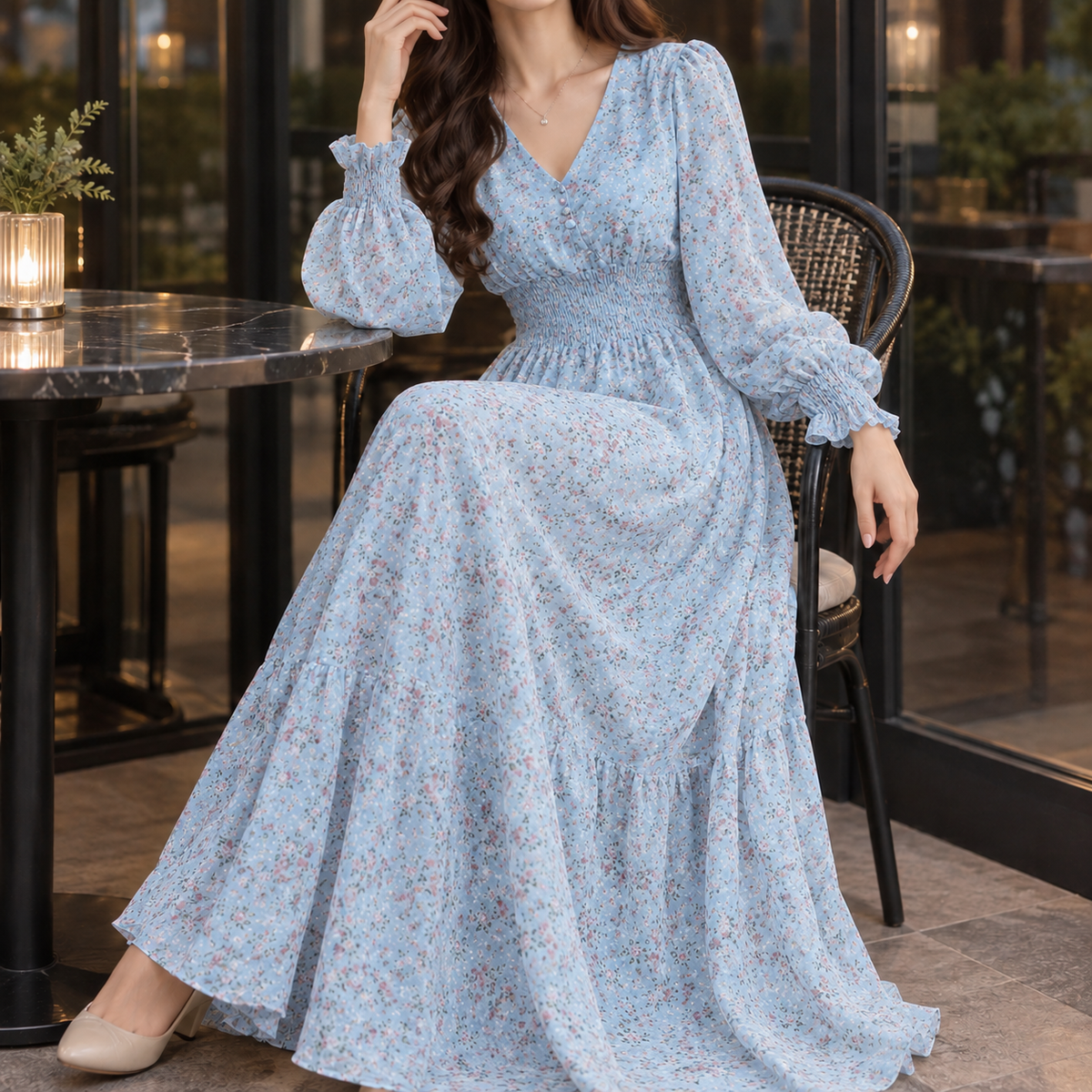 Joanna-Kate Floral Maxi Dress - Women's Long Sleeve