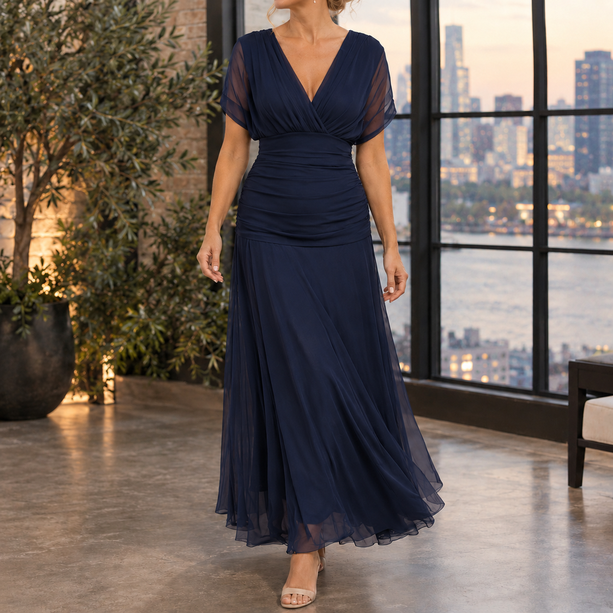 Sylvie-Elise Draped Maxi Dress - Women's Occasion Dress