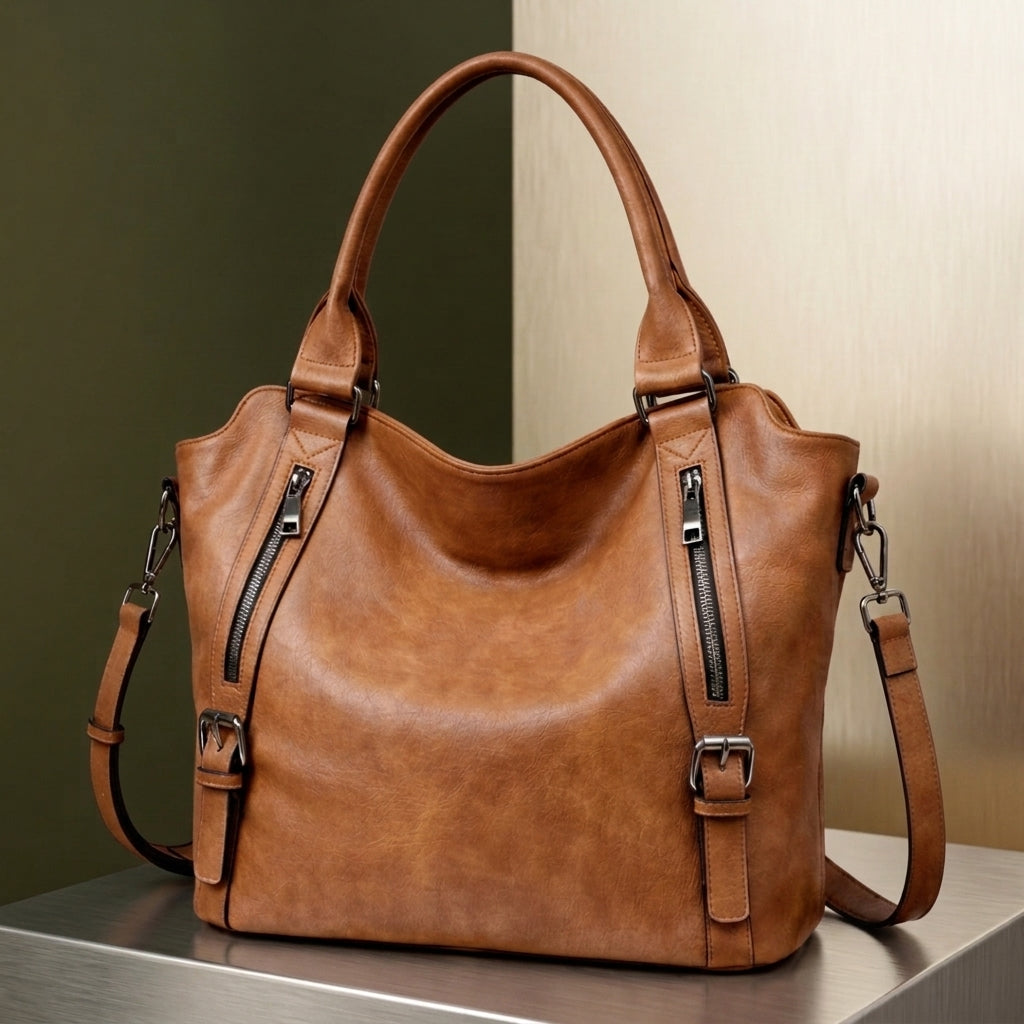 Valencia Buckled Tote - Leather Look Women's Tote Bag
