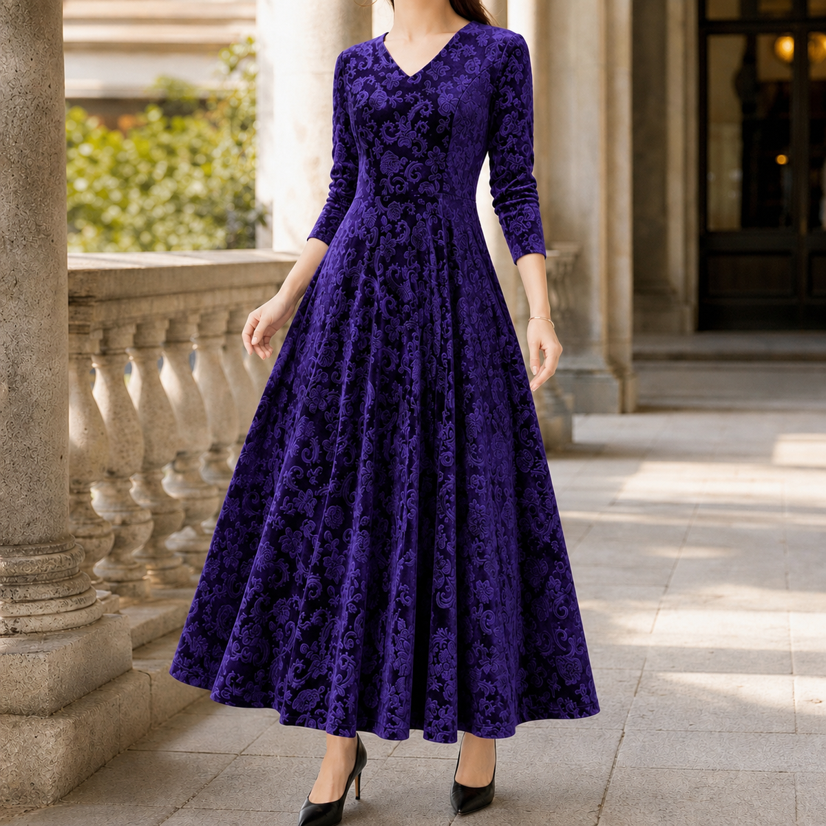 Juliet-June Embossed Maxi Dress - Women's A-Line Dress