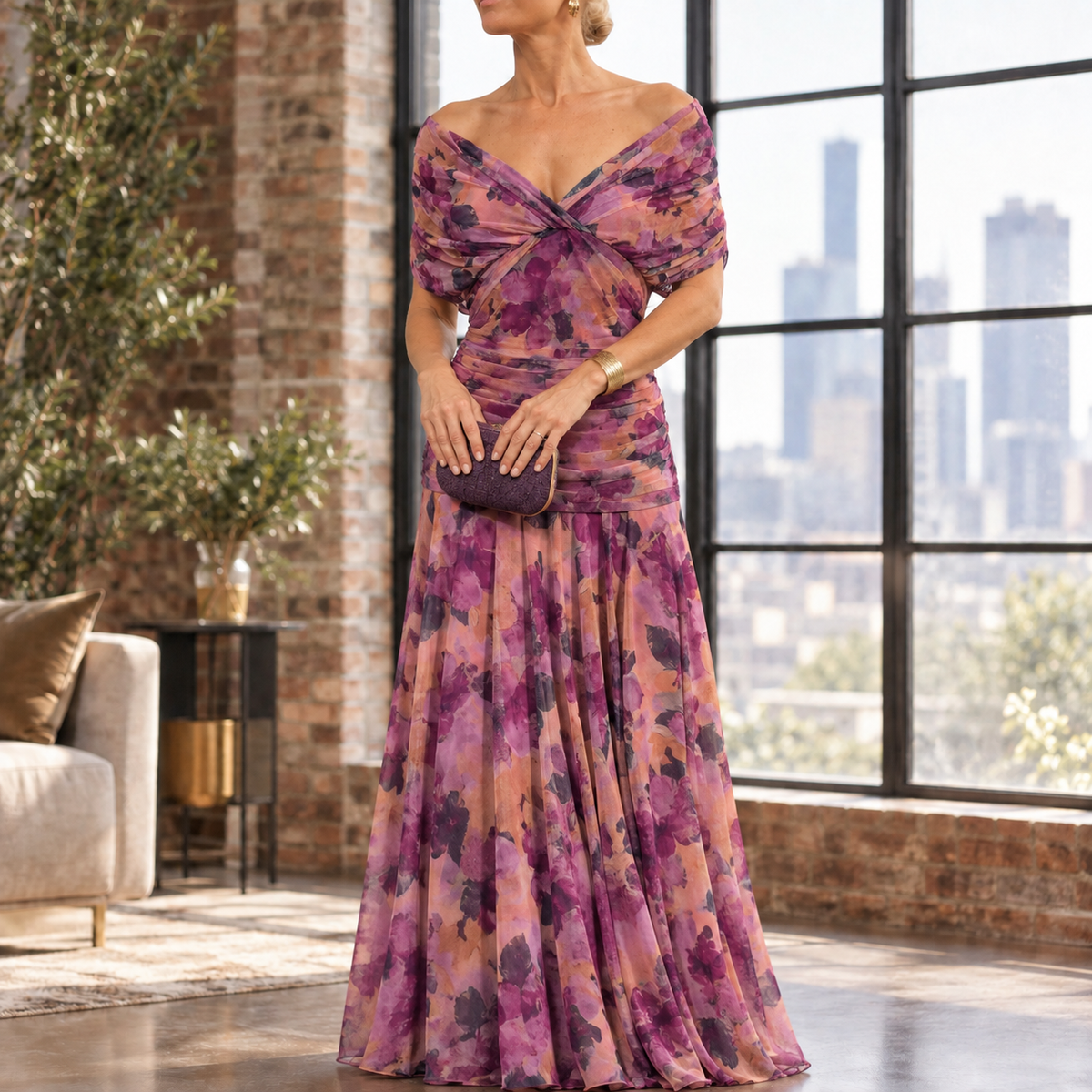 Colette-Louise Draped Maxi Dress - Women's Twist Dress