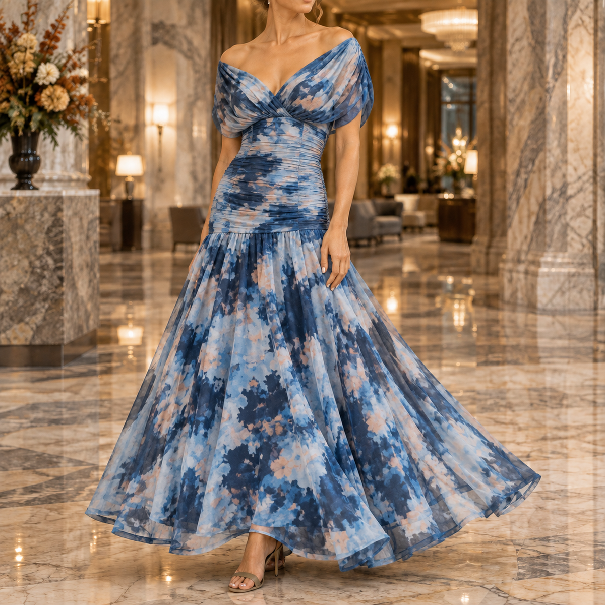 Georgina-Lane Ruched Maxi Dress - Women's Occasion Dress