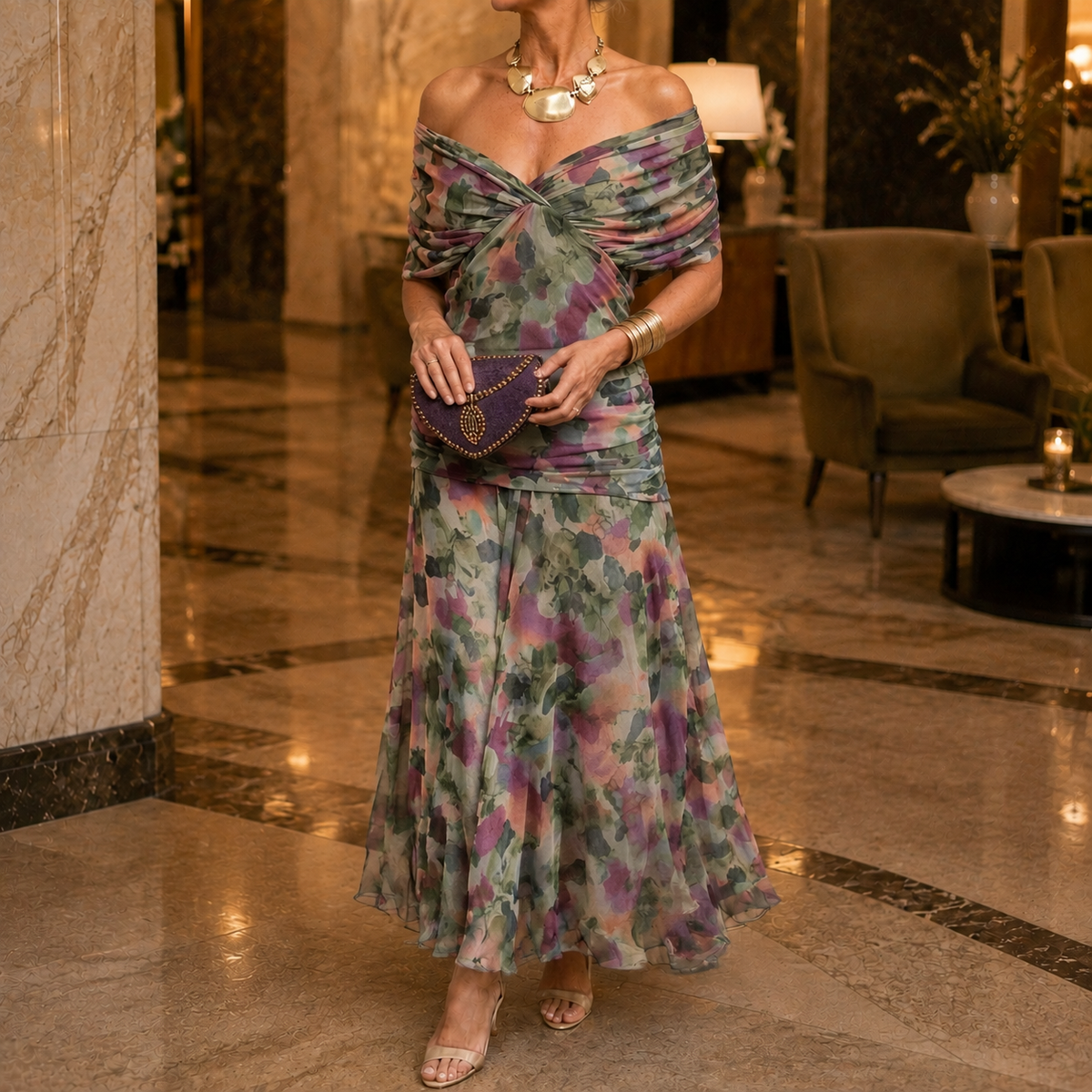 Valeria-Rose Draped Maxi Dress - Women's Occasion Dress