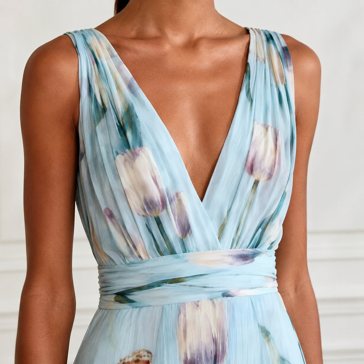 Annabel-Lane Plunge Maxi Dress - Women's Print Dress