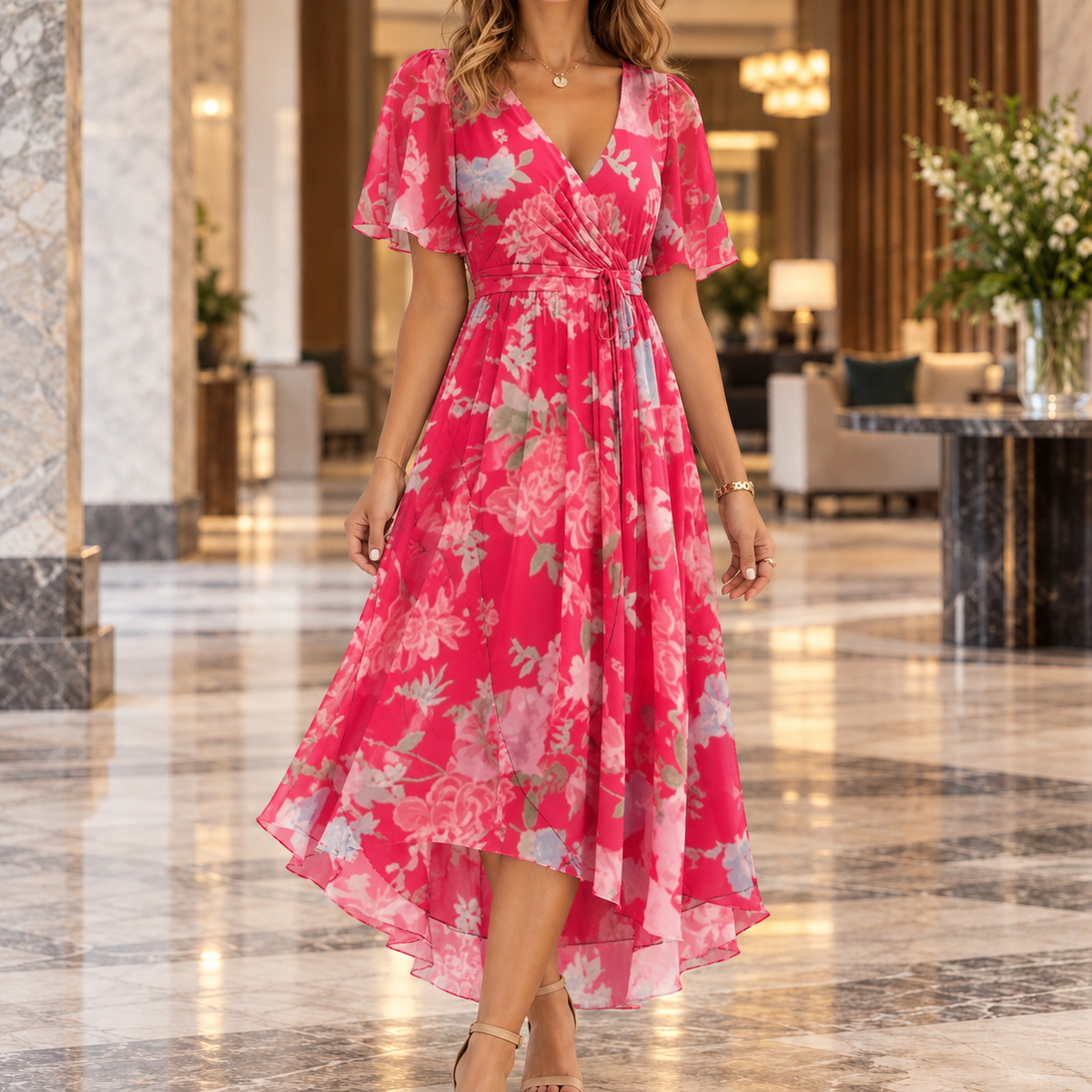 Ilaria-Eve Wrap Midi Dress - Women's Occasion Dress