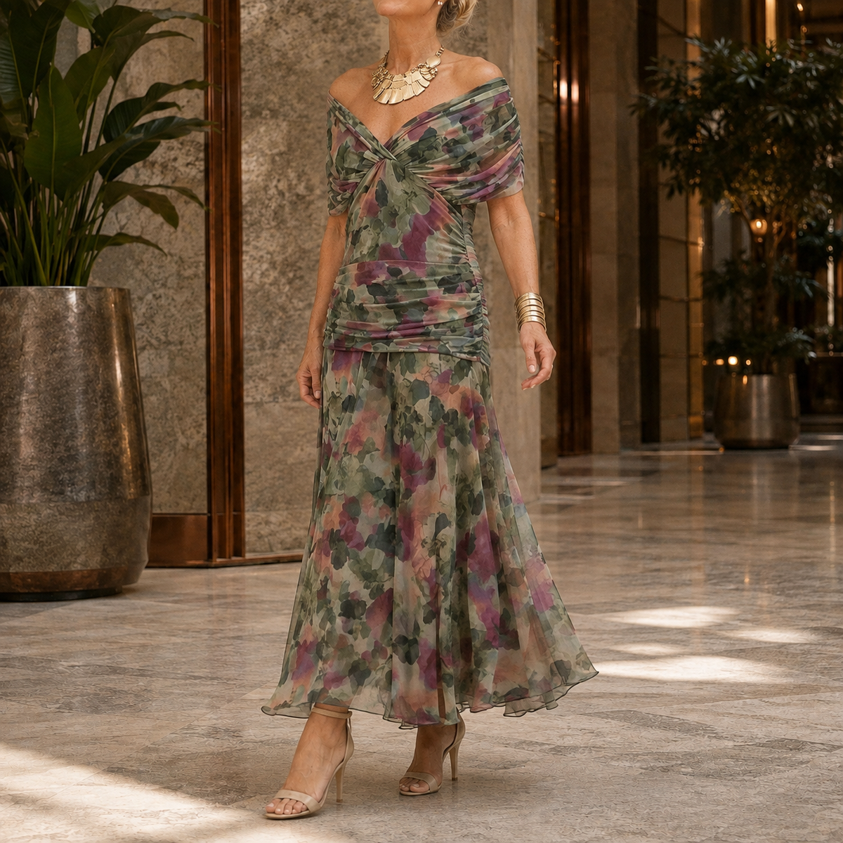 Lydia-Hope Wrap Maxi Dress - Women's V-Neck Occasion Dress