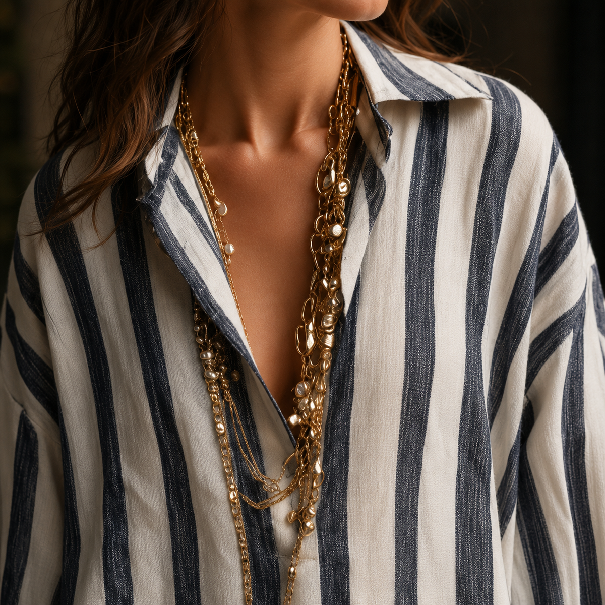 Adele Striped Shirt Dress - Women's Linen Blend Dress