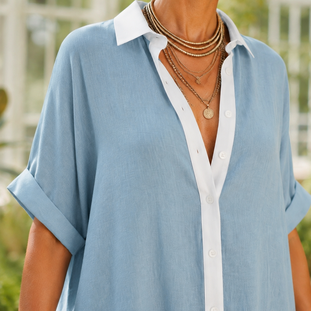Bianca-Louise Contrast Maxi Dress - Women's Shirt Dress