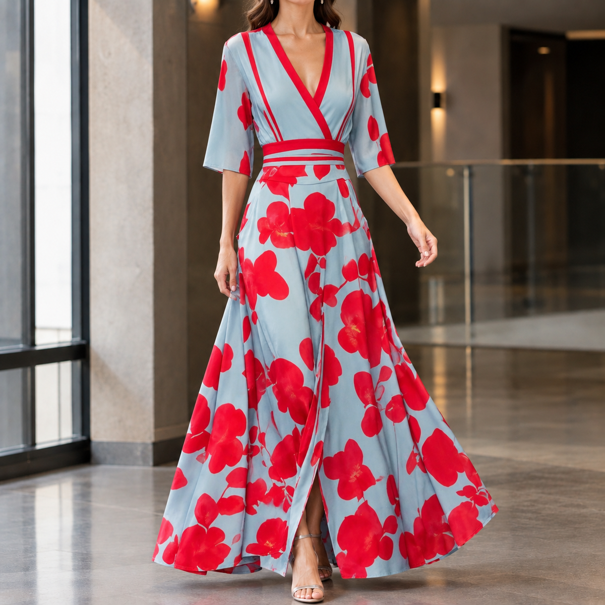 Tabitha-Pearl Elegant Dress - Women's Wrap Maxi Dress