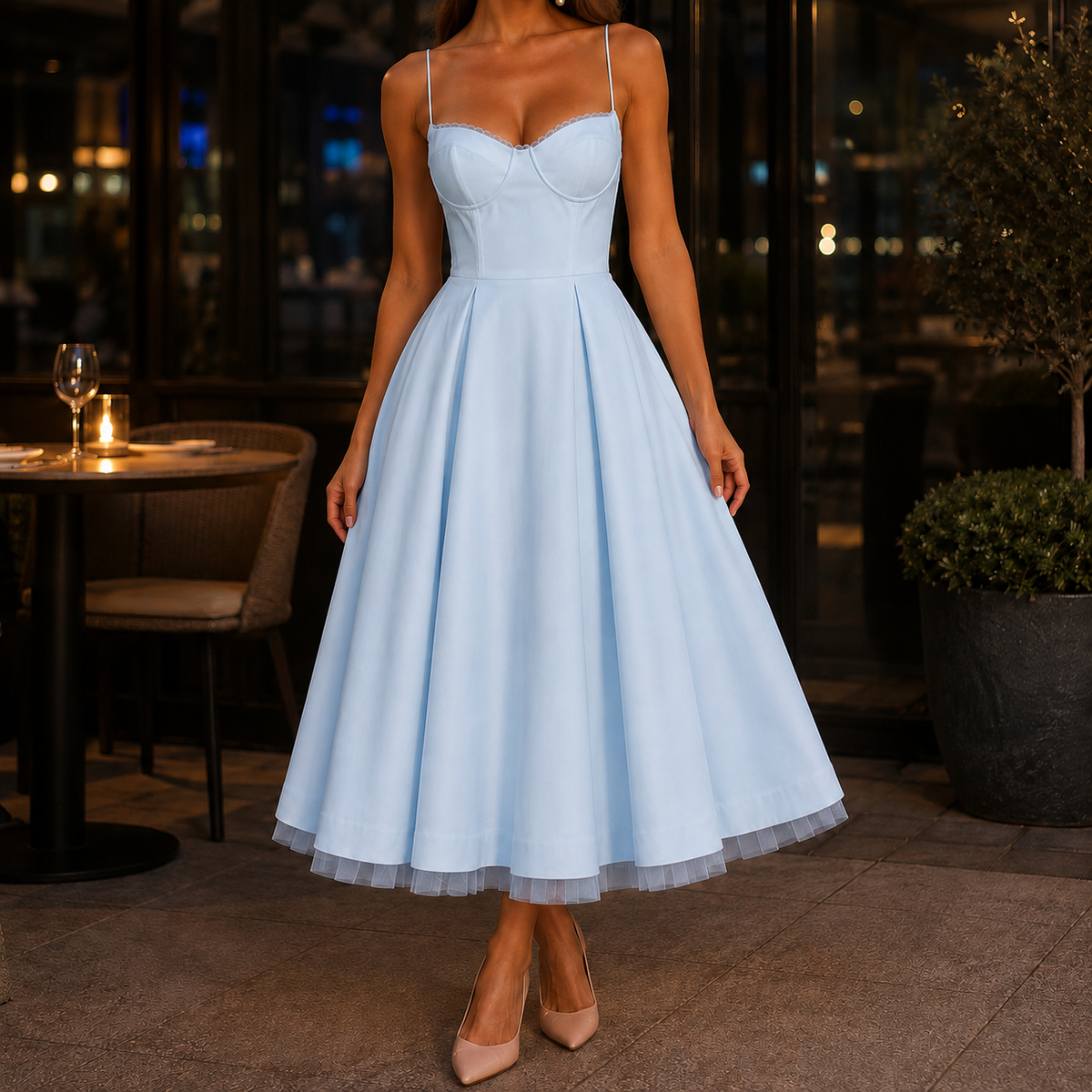 Tamsin-Skye Corset Midi Dress - Women's Pleated Dress