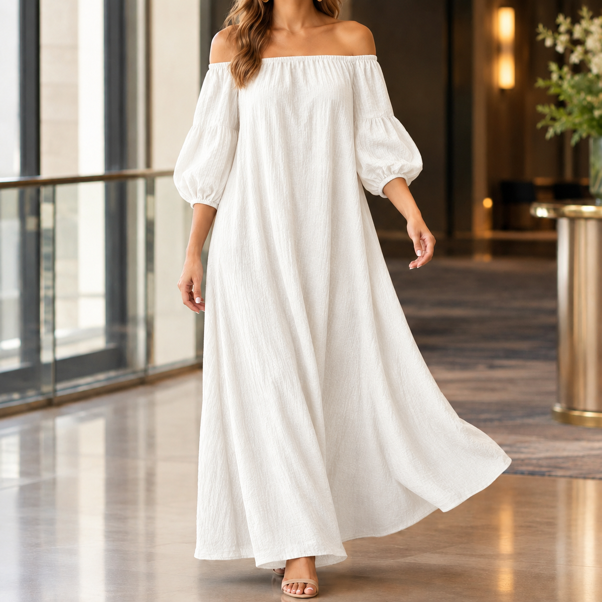 Beatrix-Rose Off Shoulder Dress - Women's Maxi Dress