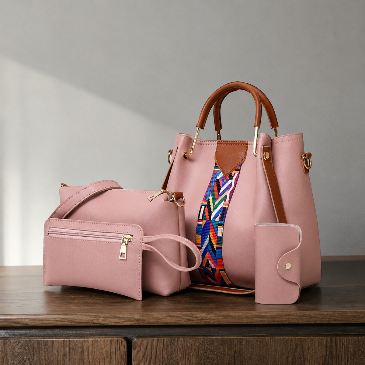Arcuri Geo Handbag Set - Four Piece Women's Bag Set