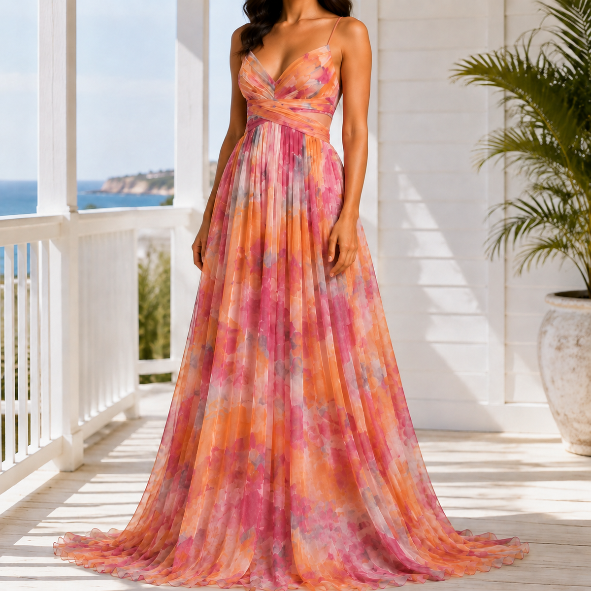 Bianca-Kate Floral Maxi Dress - Women's Tie Back Dress