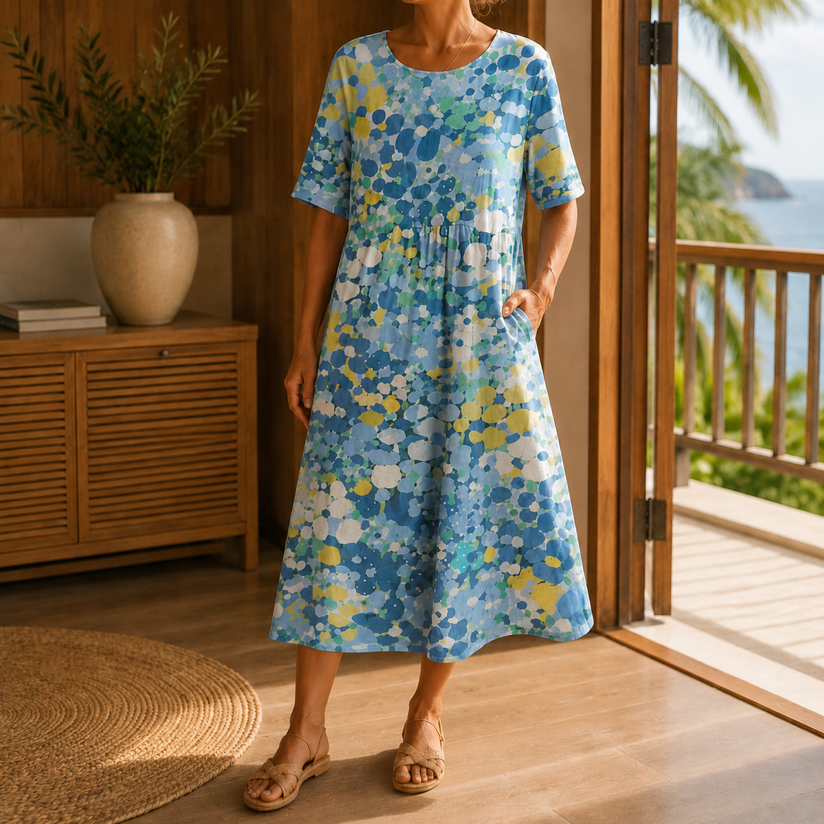 Esme-Rose A-Line Dress - Women's Floral Midi Dress