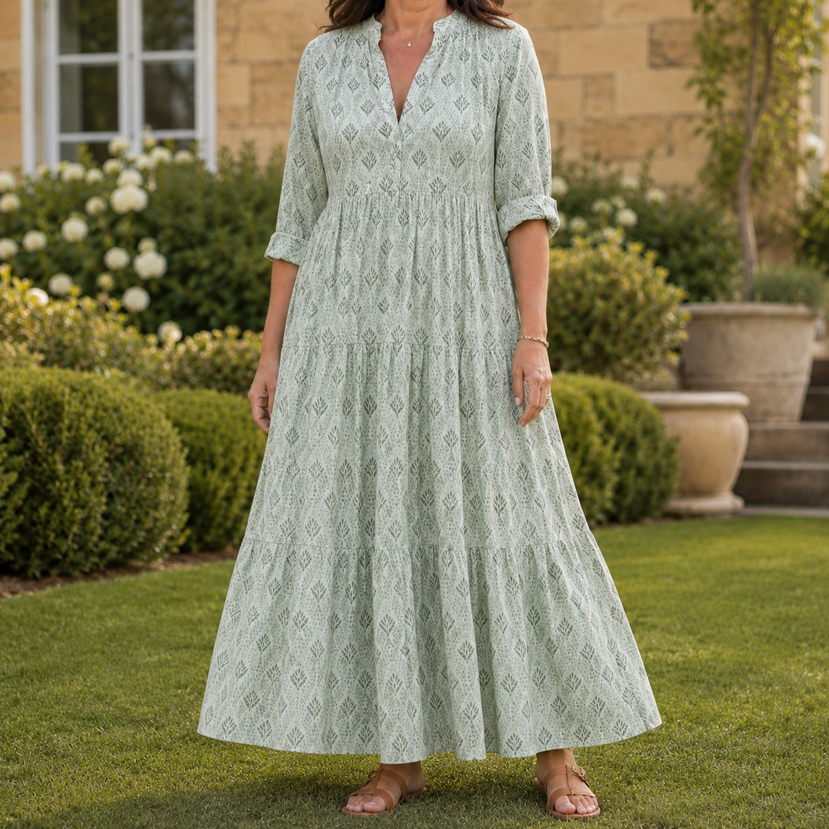 Honora Tiered Maxi Dress - Women's Botanical Print Dress