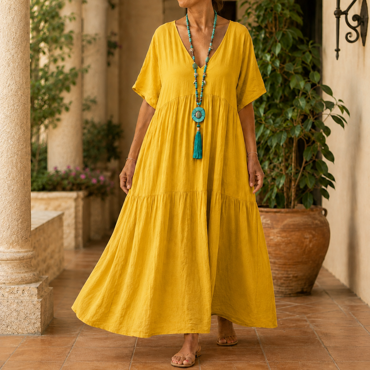 Tatiana Tiered Maxi Dress - Women's Butterfly Sleeve Dress