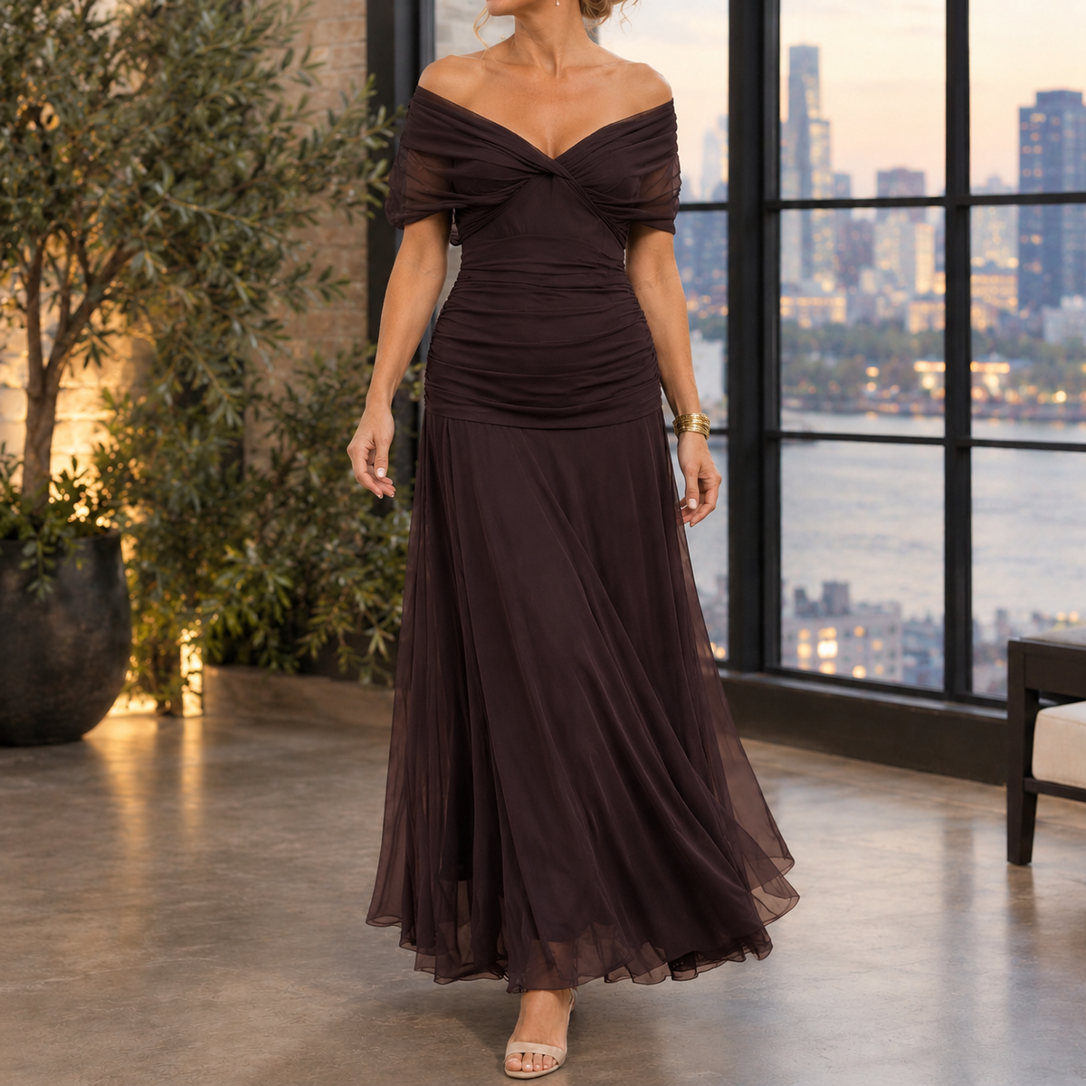 Sylvie-Elise Draped Maxi Dress - Women's Occasion Dress