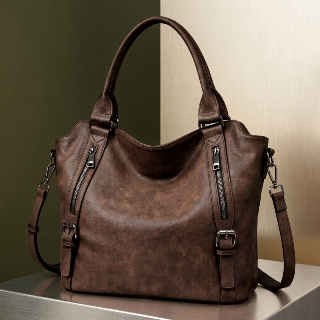 Valencia Buckled Tote - Leather Look Women's Tote Bag