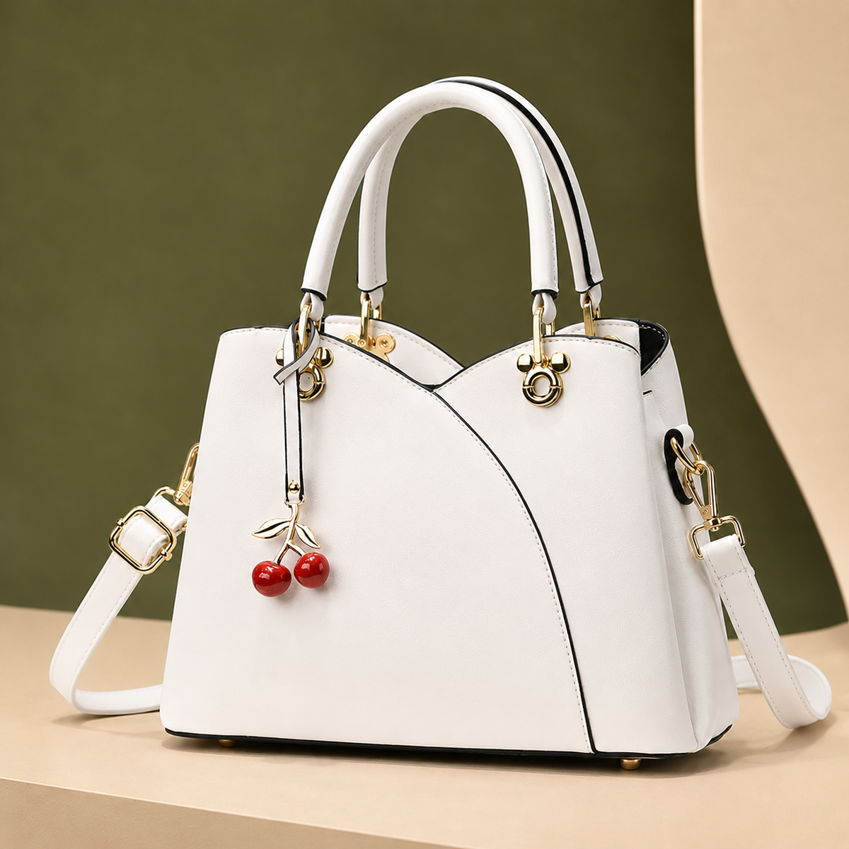 Vinci Cherry Handbag - Leather Look Women's Top Handle Bag
