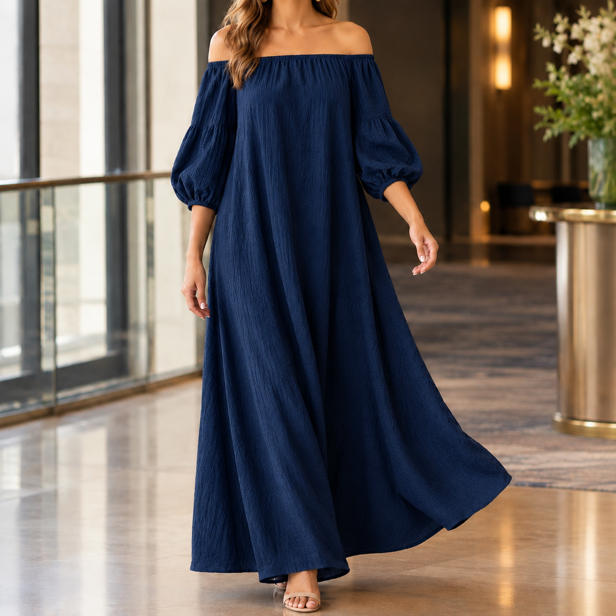 Beatrix-Rose Off Shoulder Dress - Women's Maxi Dress